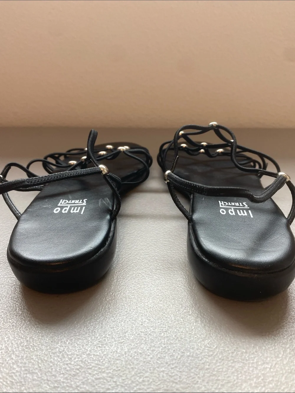 Impo Stretch Black Strappy Sandals with Silver Studs Size 9 Women’s
